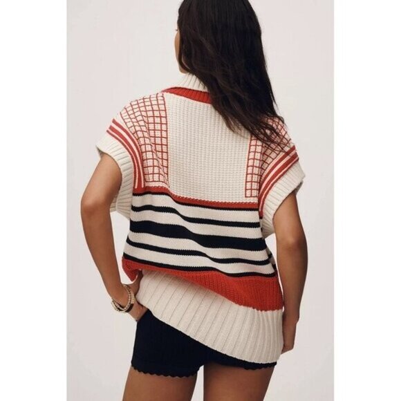 NWT Size XL - Maeve Oversized 100% Cotton Tennis Sweater Vest (NWT US$ 228) - Picture 4 of 6